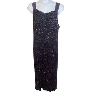 Vintage Carina by Barry Lee Fully Beaded Sequin Gown Formal Dress Sz 3X VTG